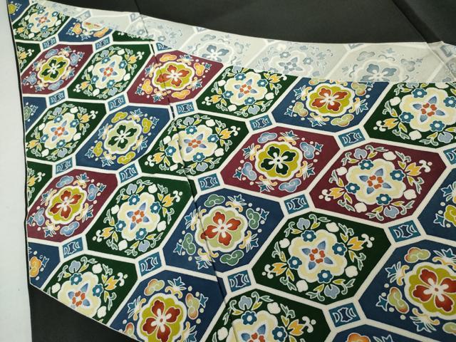 平和屋着物●豪華黒留袖 友禅 蜀江花文 浜ちりめん 仮絵羽 正絹 逸品 未使用 AABM5546cs