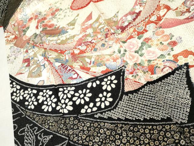 平和屋着物●豪華振袖 絞り 束ね熨斗花文 金銀彩 正絹 逸品 AABM5555cs