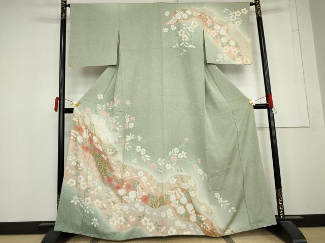 平和屋着物●訪問着 辻が花 道長花文 暈し染め 金彩 正絹 逸品 AABM5559cs