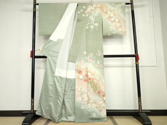 平和屋着物●訪問着 辻が花 道長花文 暈し染め 金彩 正絹 逸品 AABM5559cs