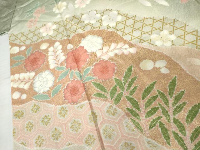 平和屋着物●訪問着 辻が花 道長花文 暈し染め 金彩 正絹 逸品 AABM5559cs