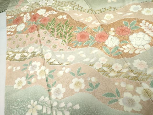 平和屋着物●訪問着 辻が花 道長花文 暈し染め 金彩 正絹 逸品 AABM5559cs