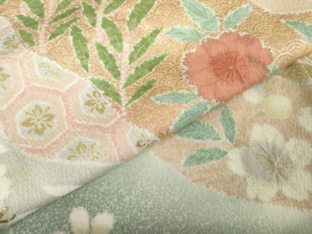 平和屋着物●訪問着 辻が花 道長花文 暈し染め 金彩 正絹 逸品 AABM5559cs