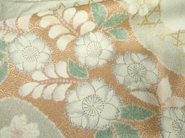 平和屋着物●訪問着 辻が花 道長花文 暈し染め 金彩 正絹 逸品 AABM5559cs