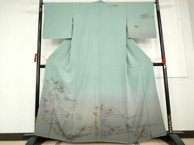 平和屋着物●中国三大刺繍 スワトウ刺繍 汕頭刺繍 総刺繍 訪問着 地紙立波花文 暈し染め 正絹 逸品 未使用 AABM5562cs