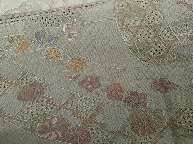 平和屋着物●中国三大刺繍 スワトウ刺繍 汕頭刺繍 総刺繍 訪問着 地紙立波花文 暈し染め 正絹 逸品 未使用 AABM5562cs