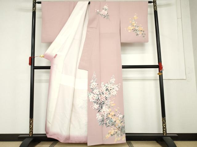 平和屋着物●訪問着 友禅 作家物 枝花文 正絹 逸品 AABM5564cs