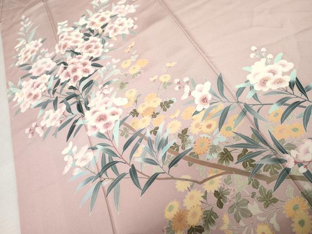 平和屋着物●訪問着 友禅 作家物 枝花文 正絹 逸品 AABM5564cs