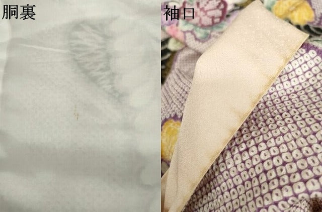 平和屋着物●訪問着 絞り 草花文 金彩 ロング丈 正絹 逸品 AABM5567cs
