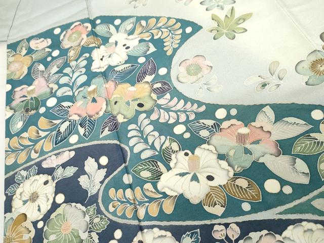 平和屋着物●訪問着 辻が花 花蝶文 暈し染め 金彩 正絹 逸品 AABM5568cs