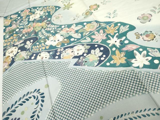 平和屋着物●訪問着 辻が花 花蝶文 暈し染め 金彩 正絹 逸品 AABM5568cs
