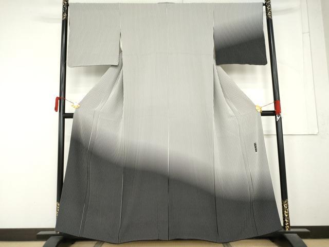 平和屋着物●伝統工芸士 田島輝久 訪問着 変わり縞 正絹 逸品 AABM5576cs