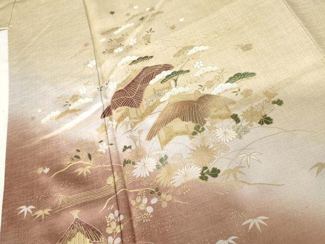 平和屋着物●訪問着 流水風景文 暈し染め 金彩 正絹 逸品 AABM5578cs