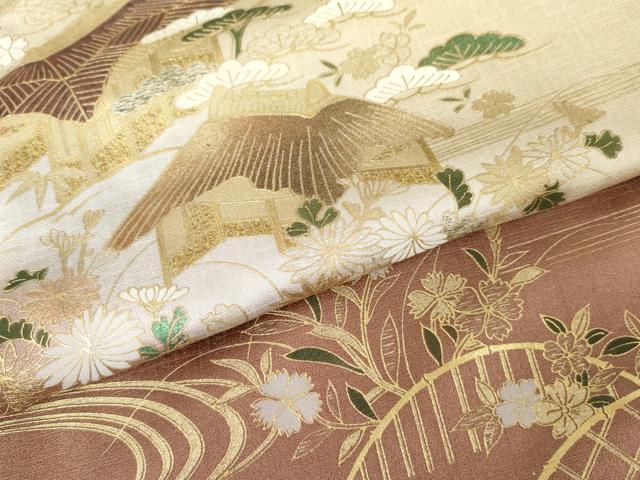 平和屋着物●訪問着 流水風景文 暈し染め 金彩 正絹 逸品 AABM5578cs