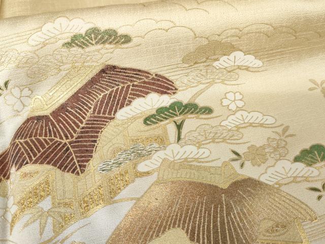 平和屋着物●訪問着 流水風景文 暈し染め 金彩 正絹 逸品 AABM5578cs