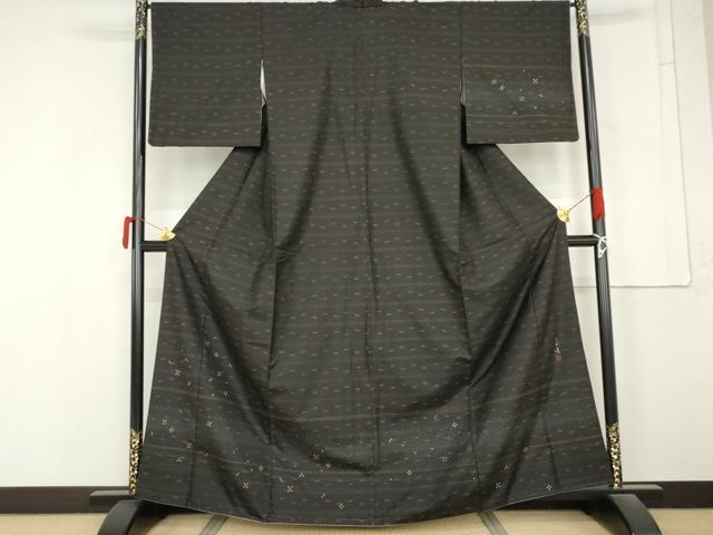 平和屋着物●螺鈿作家 甲斐泰造 訪問着 紬地 舞花文 正絹 逸品 AABM5579cs
