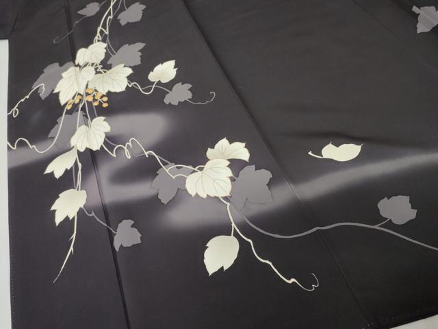 平和屋着物●訪問着 駒刺繍 葡萄蔦の葉文 金彩 正絹 逸品 AABM5580cs