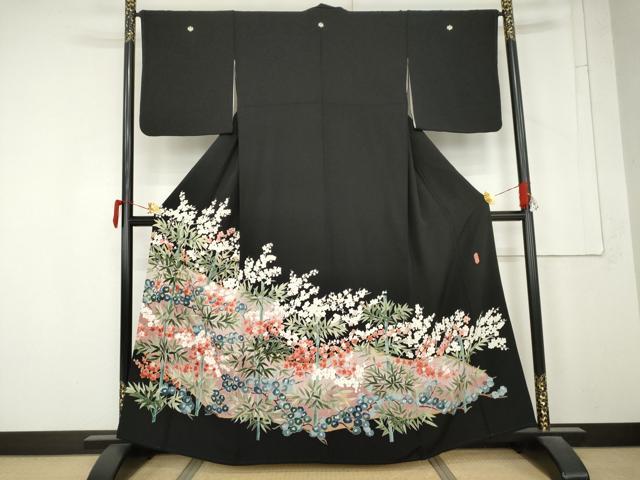 平和屋着物●本加賀友禅作家 成竹登茂男 黒留袖 松竹梅文 正絹 逸品 AABM5590cs