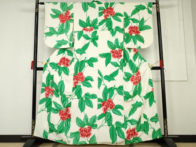 平和屋着物●上質な小紋 ろうけつ染 枝花文 金彩 正絹 逸品 AABM5594cs