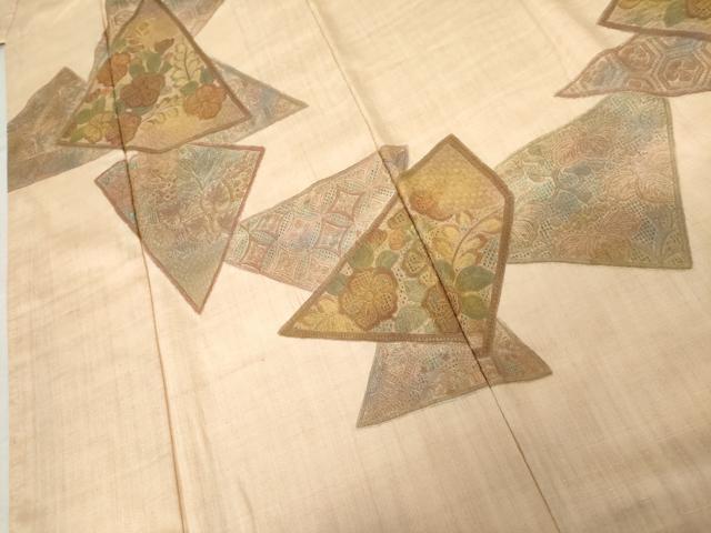 平和屋着物●中国三大刺繍 スワトウ刺繍 汕頭刺繍 総刺繍 訪問着 切嵌草花文 正絹 逸品 AABM5596cs