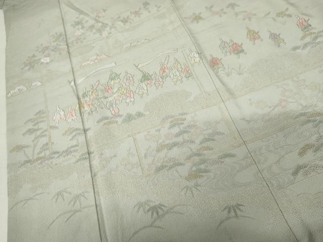 平和屋着物●中国三大刺繍 汕頭刺繍 スワトウ刺繍 総刺繍 訪問着 大名行列 暈し染め 金糸 正絹 逸品 AABM5597cs