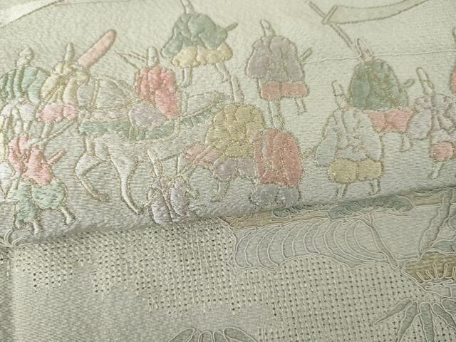 平和屋着物●中国三大刺繍 汕頭刺繍 スワトウ刺繍 総刺繍 訪問着 大名行列 暈し染め 金糸 正絹 逸品 AABM5597cs
