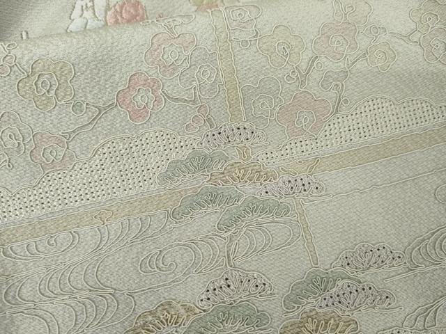 平和屋着物●中国三大刺繍 汕頭刺繍 スワトウ刺繍 総刺繍 訪問着 大名行列 暈し染め 金糸 正絹 逸品 AABM5597cs