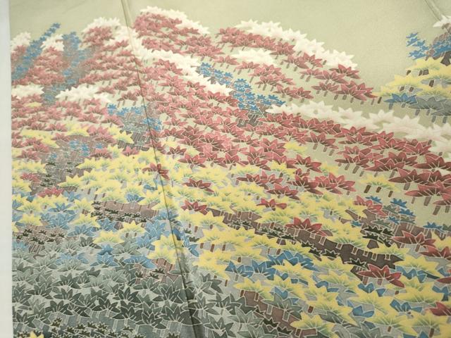 平和屋着物●本加賀友禅作家 杉浦伸 色留袖 樹林文 正絹 逸品 AABM5598cs