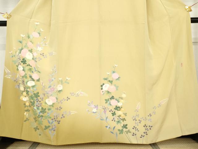 平和屋着物●訪問着 友禅 作家物 枝花文 暈し染め 正絹 逸品 AABM5599cs