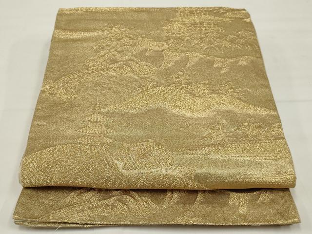 平和屋着物◎六通柄京袋帯 風景文 金糸 正絹 逸品 AABM5618ou