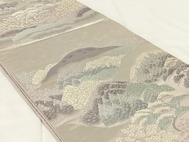 平和屋着物◎西陣 五匠織物 六通柄袋帯 樹林文 銀糸 正絹 逸品 AABM5655dk