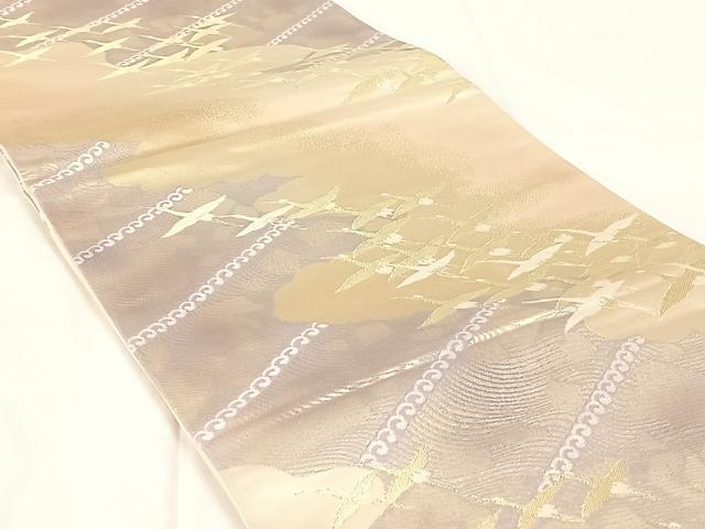 平和屋着物◎西陣 六通柄袋帯 飛鶴文 金糸 正絹 逸品 AABM5661dk