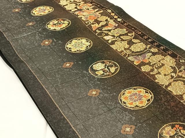 平和屋着物◎西陣つちもと謹製 六通柄袋帯 更紗花間道 金銀糸 引箔 正絹 逸品 AABM5674dk