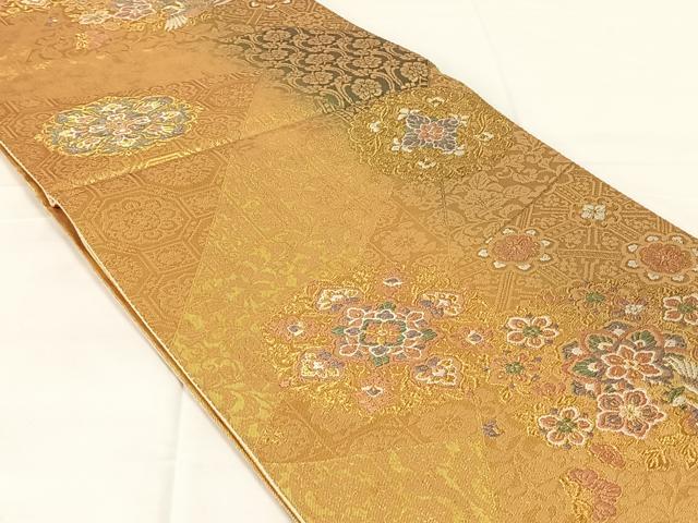 平和屋着物◎六通柄袋帯 唐織 鳳凰花文 金糸 正絹 逸品 AABM5675dk