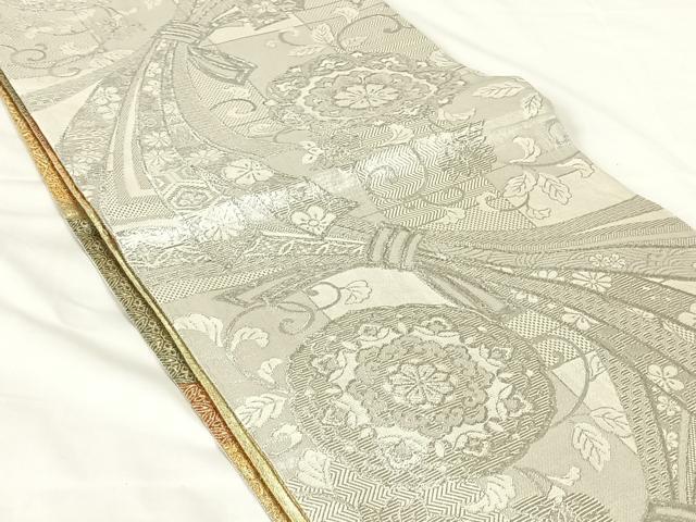 平和屋着物◎両面六通柄袋帯 正倉院花文 金銀糸 正絹 逸品 AABM5680dk