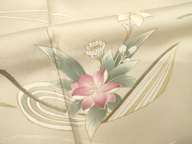 平和屋着物●訪問着 つれづれ 笹船花文 金彩 正絹 逸品 AABM5687ck