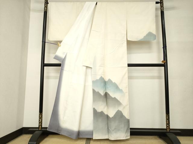 平和屋着物●紬 訪問着 遠山重ね文 正絹 逸品 AABM5696ck