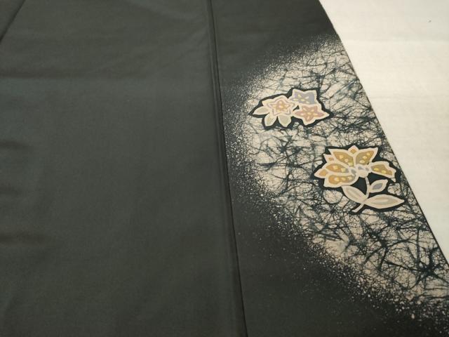 平和屋着物●本場縞大島紬 染大島 訪問着 更紗花文 正絹 逸品 AABM5697ck