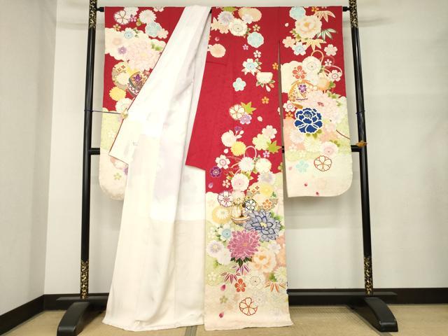 平和屋着物●豪華振袖 駒刺繍 花毬文 ロング丈 正絹 逸品 AABM5706ck
