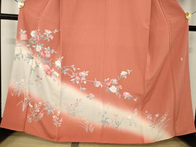 平和屋着物●訪問着 友禅 作家物 枝花文 暈し染め 正絹 逸品 未使用 AABM5713ck