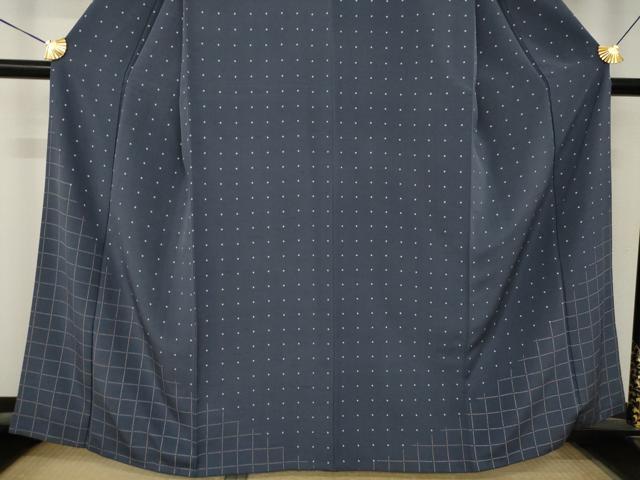 平和屋着物●訪問着 格子 お召ちりめん 正絹 逸品 AABM5718ck