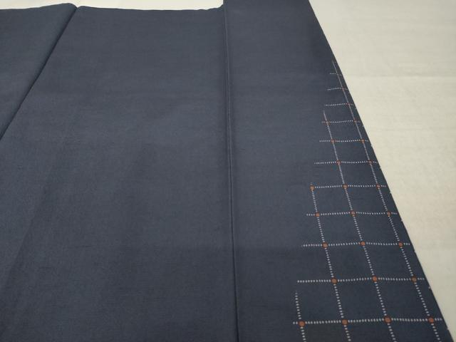 平和屋着物●訪問着 格子 お召ちりめん 正絹 逸品 AABM5718ck