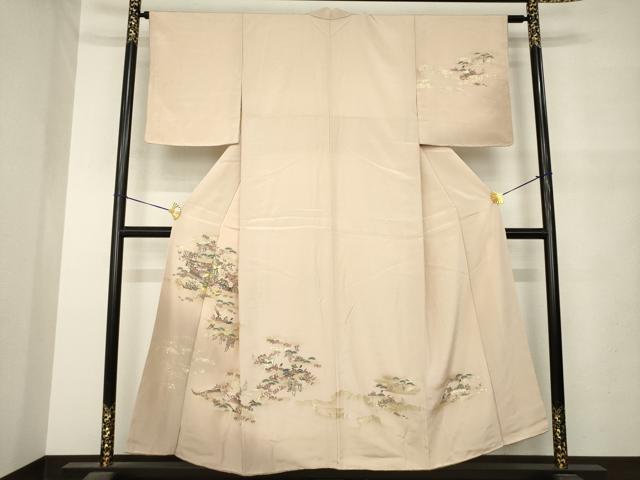 平和屋着物●訪問着 御所車人物風景文 金彩 正絹 逸品 未使用 AABM5719ck