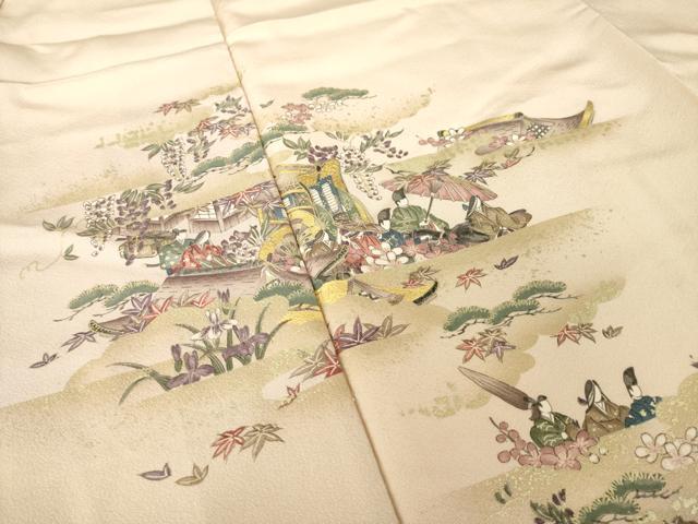 平和屋着物●訪問着 御所車人物風景文 金彩 正絹 逸品 未使用 AABM5719ck