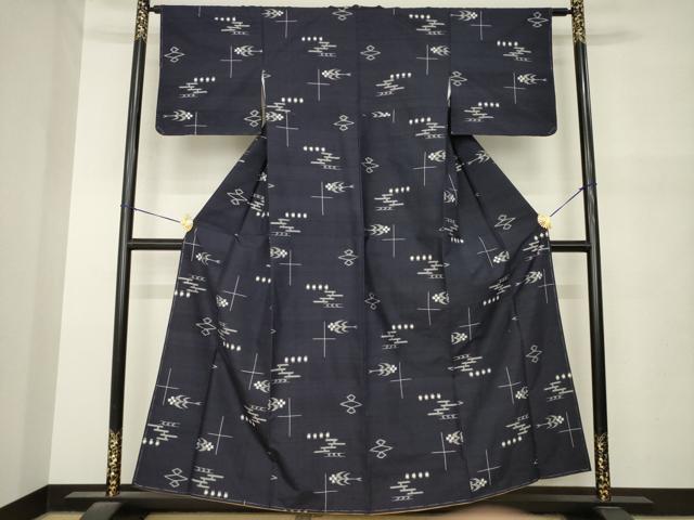 平和屋着物●本場琉球絣 紬 正絹 逸品 AABM5721ck
