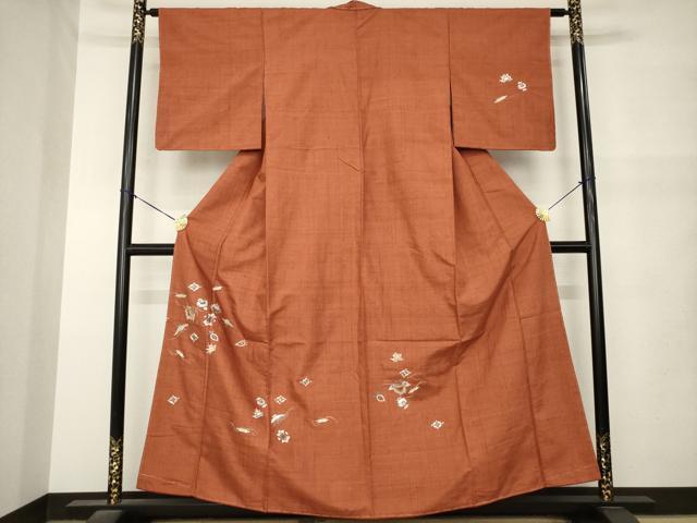 平和屋着物●訪問着 紬地 総刺繍 宝づくし 正絹 逸品 未使用 AABM5724ck