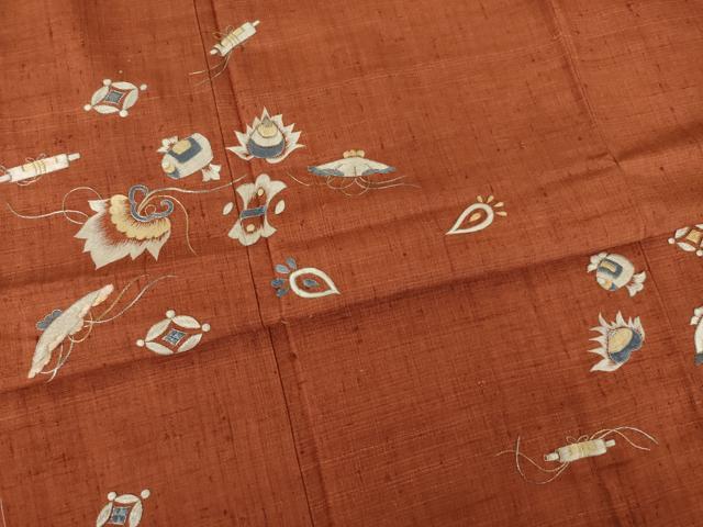 平和屋着物●訪問着 紬地 総刺繍 宝づくし 正絹 逸品 未使用 AABM5724ck
