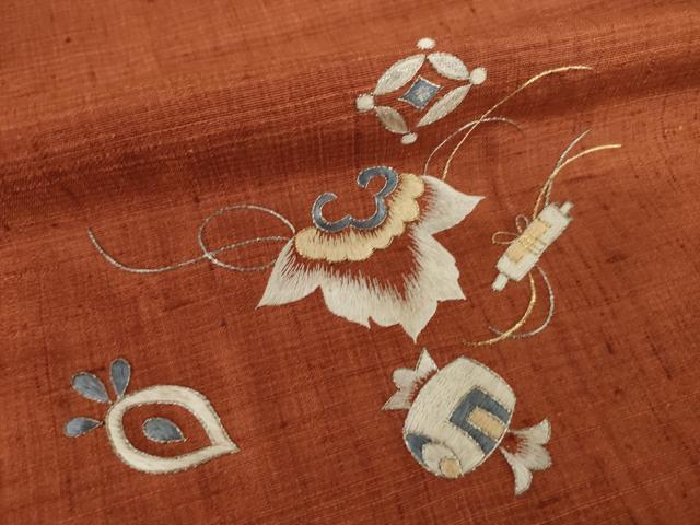 平和屋着物●訪問着 紬地 総刺繍 宝づくし 正絹 逸品 未使用 AABM5724ck