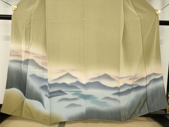 平和屋着物●京友禅工芸作家 小宮山彌一 訪問着 遠山風景文 暈し染め 正絹 逸品 AABM5734ck