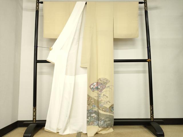 平和屋着物●中国三大刺繍 スワトウ刺繍 汕頭刺繍 総刺繍 色留袖 地紙花文 正絹 逸品 AABM5735ck